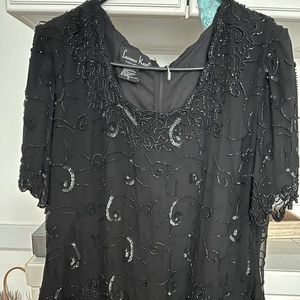Black beaded top and skirt